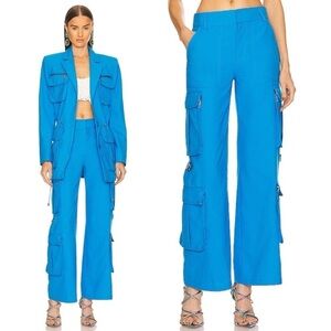 Dundas x Revolve- Grace Pants in Turquoise Blue Cargo Straight Leg Size Small